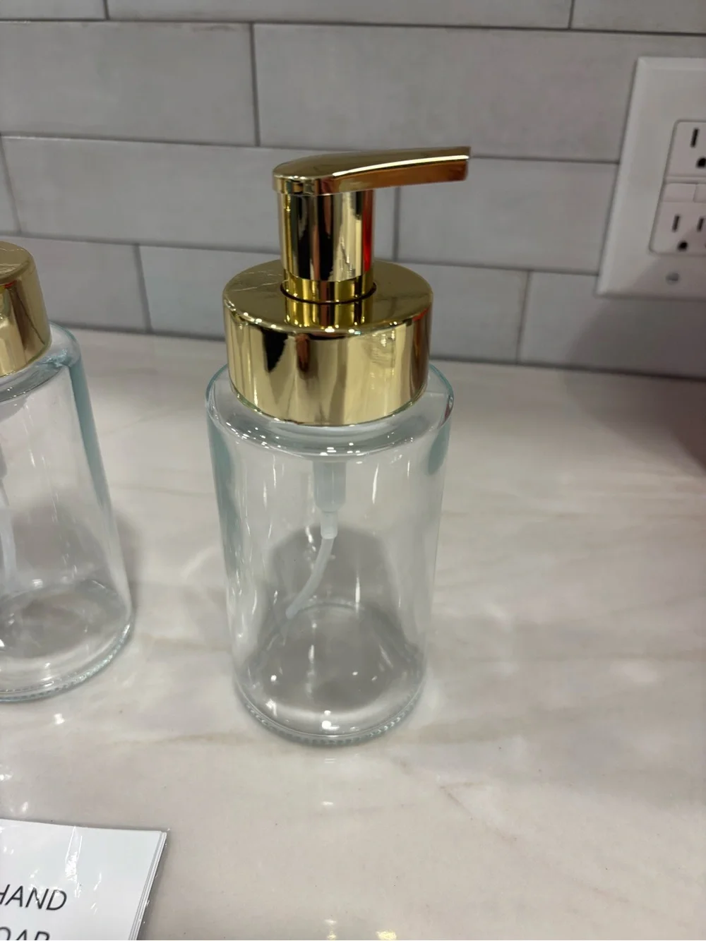 Glass Foaming Soap Dispenser with Gold Pump - Set of 2